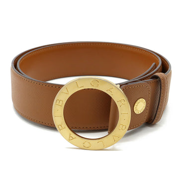 BVLGARI Bulgari Belt Round Buckle Leather Camel Notation 42/105 Actual size approx. 90.5cm Cut 20231