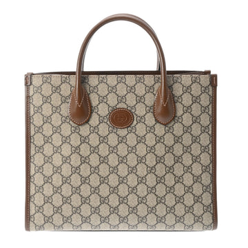 GUCCI Interlocking G Brown 659983 Women's GG Supreme Canvas Tote Bag