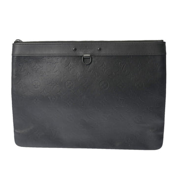 LOUIS VUITTON Monogram Shadow Pochette Discovery Black M62903 Men's Calf Clutch Bag