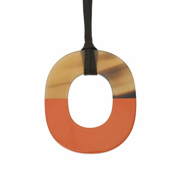 HERMES Lift GM Orange Ladies Buffalo Horn/Lacquer/Leather Necklace