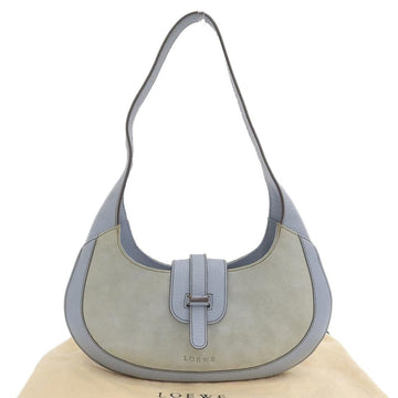 Loewe hobo one shoulder bag suede leather light blue bicolor