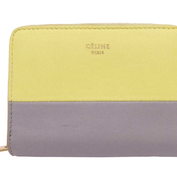 Celine Card Case Yellow Gray Leather Holder Women's Men's