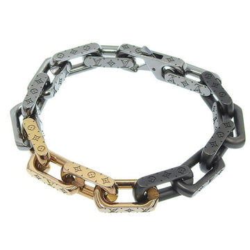 LOUIS VUITTON Monogram Chain Bracelet M0998L Silver Black Pink Gold Women's