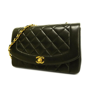 CHANEL Shoulder Bag Matelasse Diana Chain Lambskin Black Gold Hardware Women's