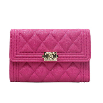 CHANEL Boy Chanel wallet A84385 Pink caviar skin