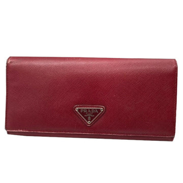 PRADA Long Wallet Red Series Leather Bifold Saffiano Women's Rouge