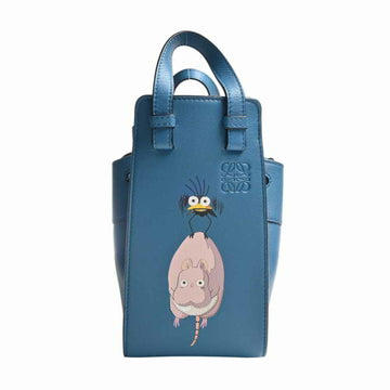 LOEWE Leather Hammock Drawstring Handbag Spirited Away Ghibli Collaboration - Blue