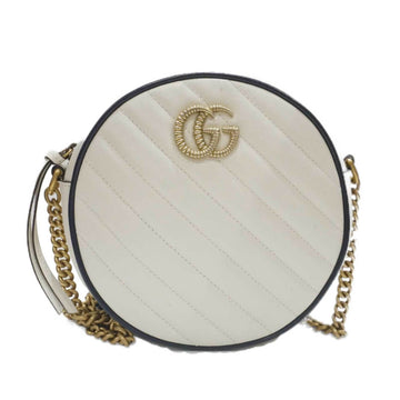 GUCCI GG Marmont Shoulder Bag 550154 White Leather Women's Men's