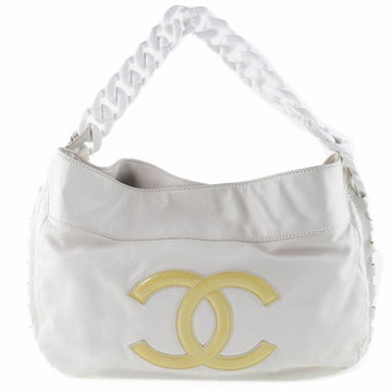Chanel Chain Shoulder Coco Mark Calf White Women's Bag