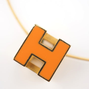HERMES Cage de Ash H Cube Necklace Orange Ladies