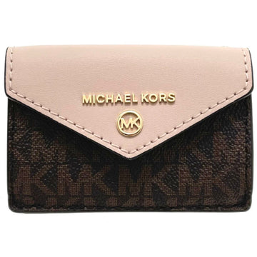 MICHAEL KORS Wallet JET SET CHARM MK Signature Trifold Flap PVC Leather Brown Pink 32T0GT9E5B2170  Outlet