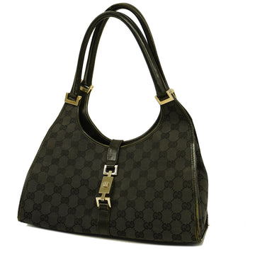 GUCCIAuth  Jackie 002 1067 Women's GG Canvas Handbag Black