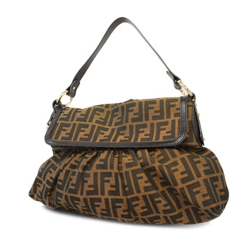 Fendi shoulder bag Zucca nylon canvas brown gold Metal