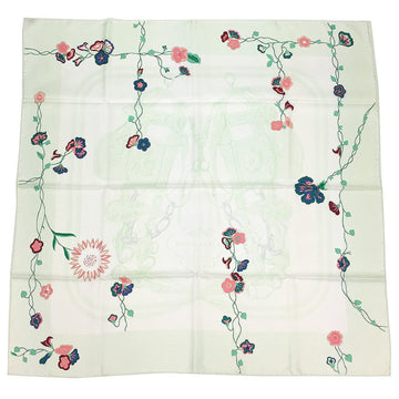 HERMES Scarf Muffler Carre 90 BRIDES de GALA par Flower Embroidery Print Light Green