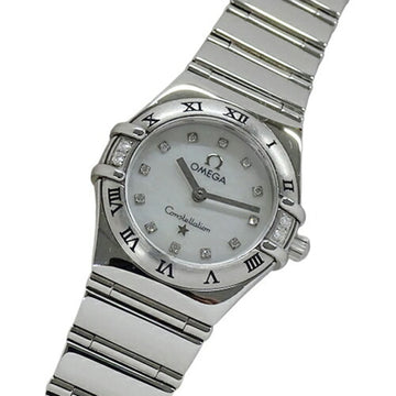 OMEGA Constellation My Choice 1566.76 Women's Watch 12P Diamond Shell Quartz Stainless Steel SS Silver Polished