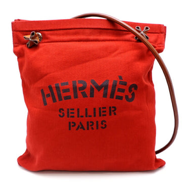 HERMES Aline MM R Engraved 2014 Women's Shoulder Bag Toile Chevron Rouge Ash