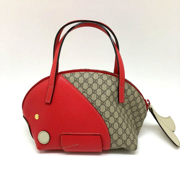 GUCCI Handbag Micro GG 284720 Beige Red Gold Hardware Fish Ladies