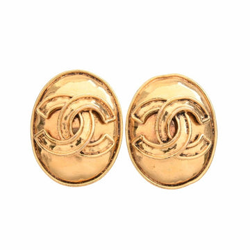 CHANEL Cocomark oval earrings gold ladies