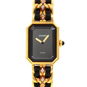 CHANEL Premiere L size H0001 Vintage Ladies Watch Black Dial Gold Quartz