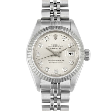 Rolex Datejust 69174G K18WG x SS 10P Diamond Index T Number Women's Automatic Watch Silver Dial