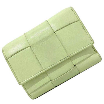 BOTTEGA VENETA Trifold Wallet Lime Green Light Maxi Intrecciato 651372 Leather  Fold Ladies