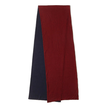 HERMES Ares Letour Cashmere Silk H Embroidery Stole Muffler Bicolor 2in1 Reversible Red Navy Made in Italy