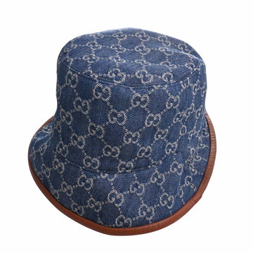 GUCCI GG Canvas Bucket Hat #M 58cm 576371 Blue/Brown Women's