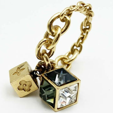 LOUIS VUITTON Dice Design Chain Ring Colored Stone Gold Color OB1124  ITT916O4ZJUC