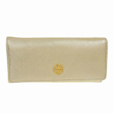 TORY BURCH Hook Attached Logo Long Wallet Leather Gold