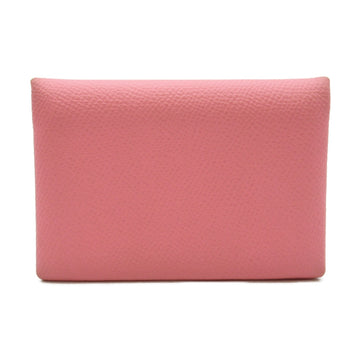 HERMES Calvi Card Case Pink Epsom leather