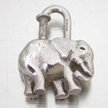 HERMES Cadena Charm Animal Motif Elephant Metal Silver Unisex e54422a