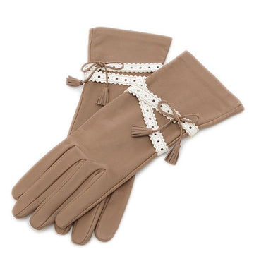 HERMES gloves tassel lace leather sold item #7.5