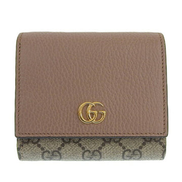 GUCCI GG Supreme Leather Double G Bifold Wallet 598587 Beige Pink Women's