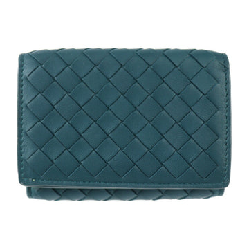 BOTTEGA VENETA BOTTEGAVENETA Intrecciato Trifold Wallet 515385 Leather Indigo Iron Color W Hook Mini