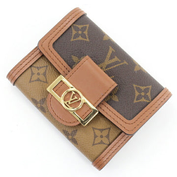 LOUIS VUITTON Wallet Trifold Women's Compact Portefeuille Dauphine Monogram Reverse Brown M68725  Coin Case Purse T4250