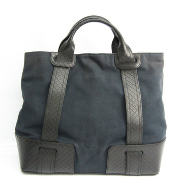 Bottega Veneta Intrecciato Unisex Leather,Canvas Handbag Black