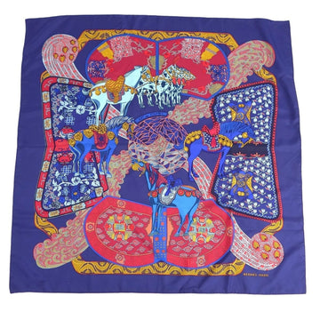 HERMES Scarf Muffler Carre90 ART des STEPPES Step Art 100% Silk Ladies Multicolor