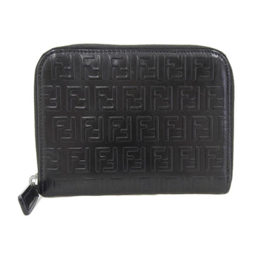 FENDI Patent Zucchino Pattern Round Bifold Wallet Billfold - Black