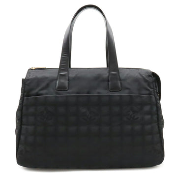 CHANEL New Line Boston Bag Nylon Jacquard Leather Black A20525