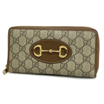 GUCCI Long Wallet GG Supreme Horsebit 621889 Leather Brown Women's