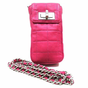 CHANEL chocolate bar mobile phone case pink brand accessory pouch ladies