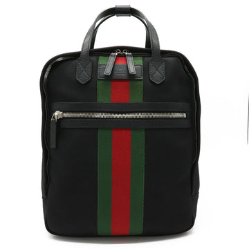 Gucci sherry line backpack rucksack techno canvas leather black green red 495558