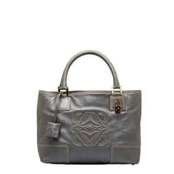 LOEWE Anagram Handbag Gray Leather Ladies
