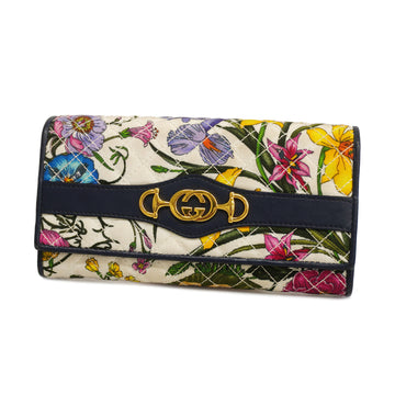 GUCCIAuth  GG Flora 536352 Men,Women,Unisex Canvas,Leather Long Wallet