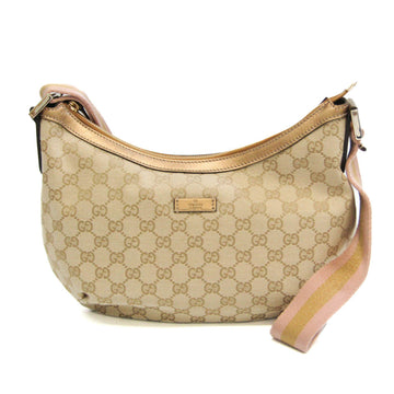 GUCCI GG Canvas 181092 Women's GG Canvas,Leather Shoulder Bag Beige