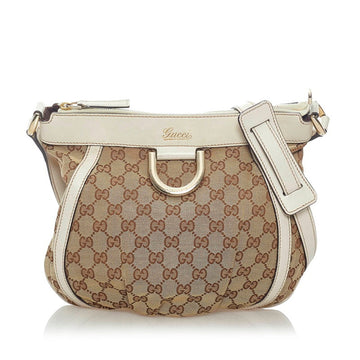 Gucci GG Canvas Shoulder Bag 203257 Beige White Leather Ladies