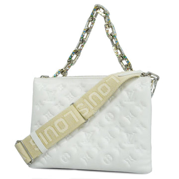 LOUIS VUITTON Shoulder Bag Monogram Embossed Coussin PM Yayoi Kusama Collaboration M21619 White Ladies