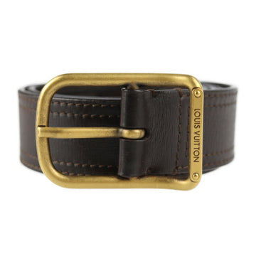 LOUIS VUITTON Sunture Dakota Utah Belt M9802 Notation Size 100/40 Leather Dark Brown Series Gold Metal Fittings