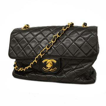 Chanel Matelasse Single Chain Women's Leather Shoulder Bag Black