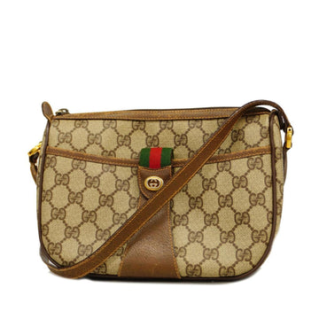 GUCCI Shoulder Bag GG Supreme 89 02 032 Brown Gold Hardware Women's